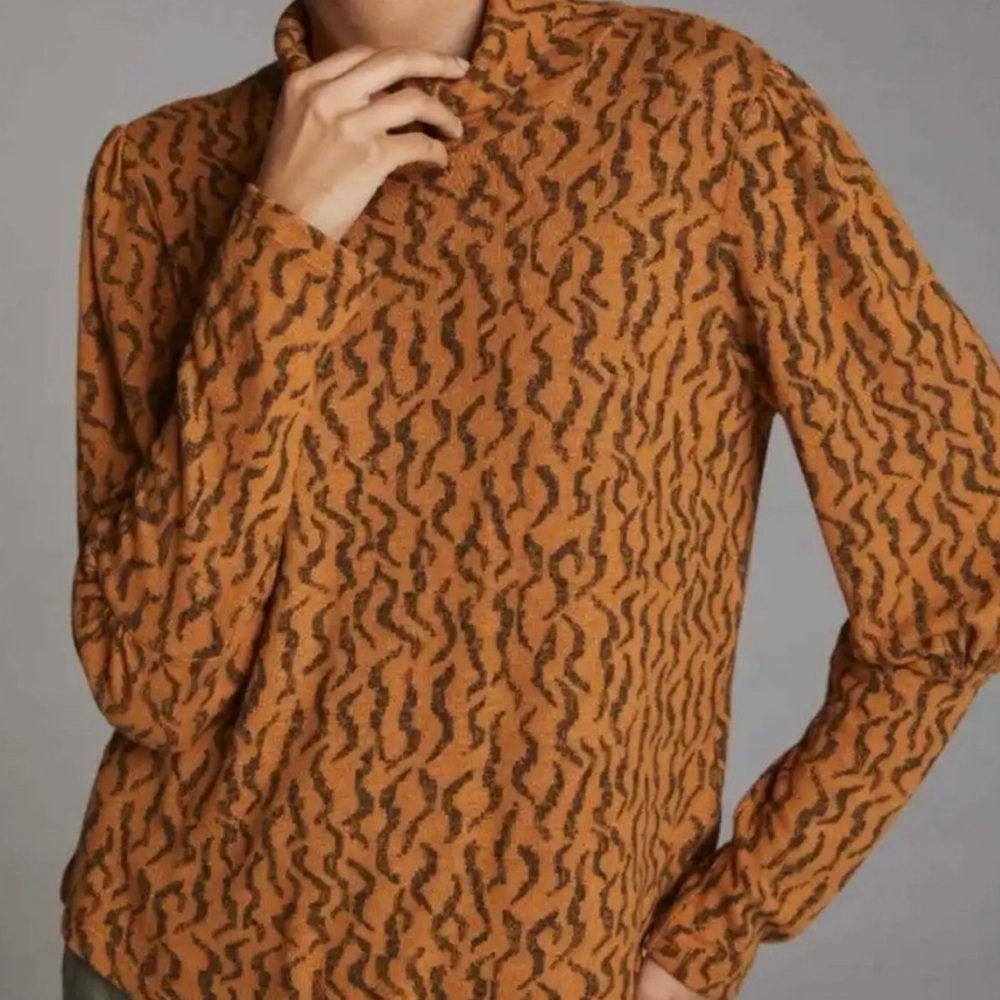 Anthropologie Puff-Sleeved Turtleneck Top Women's Small